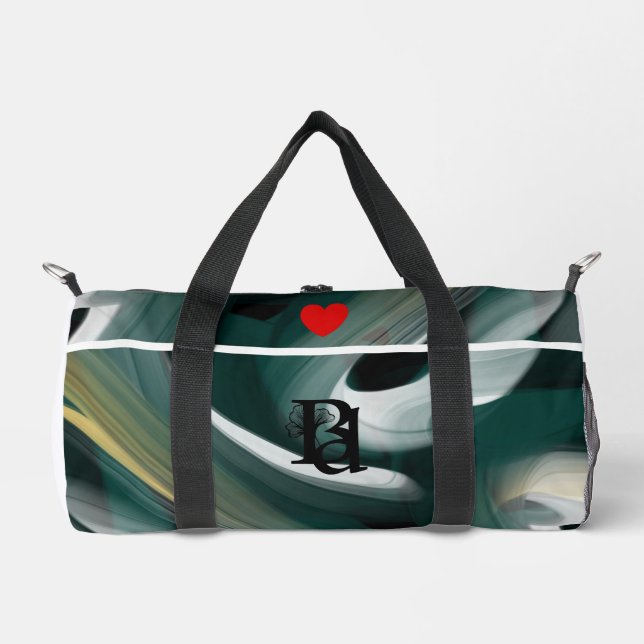 White Small Duffel Bag Trend Abstrakt Green Gold Duffle Bag (Vorderseite)