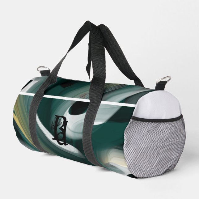 White Small Duffel Bag Trend Abstrakt Green Gold Duffle Bag (Rechte Ecke)