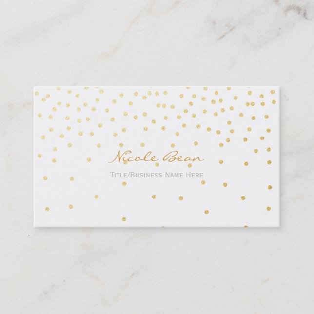 White Small Gold Foil Confetti Dos Business Card Visitenkarte (Vorderseite)