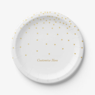 White & Small Gold Foil Confetti Dots Party Teller