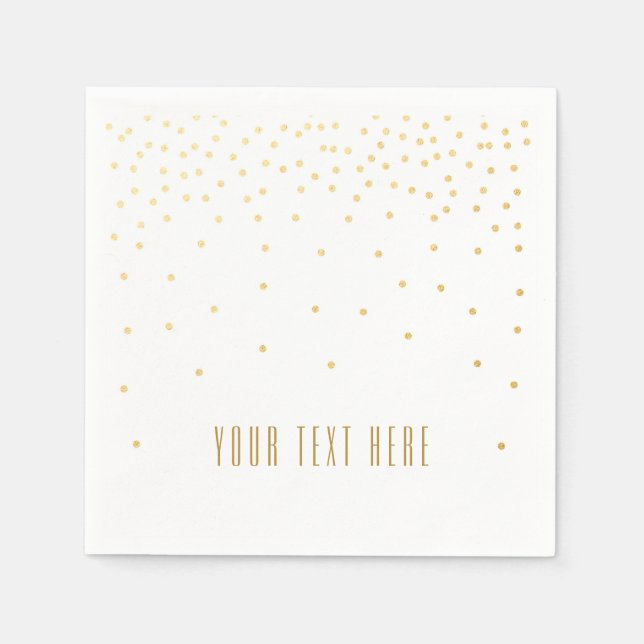 White & Small Gold Foil Confetti Wedkins Serviette (Vorderseite)