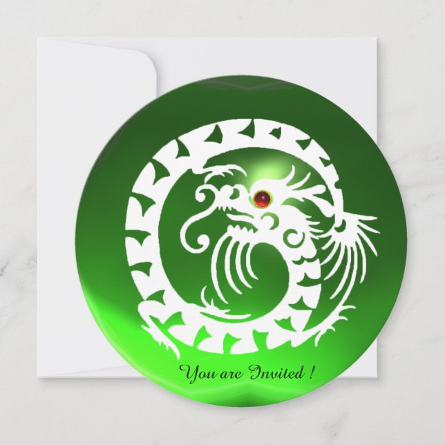 WHITE SNAKE DRAGON EMERALD GREEN GEM STONE EINLADUNG (Vorderseite)