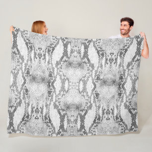 White Snake Skin Print Fleecedecke