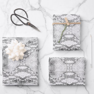 White Snake Skin Print Geschenkpapier Set