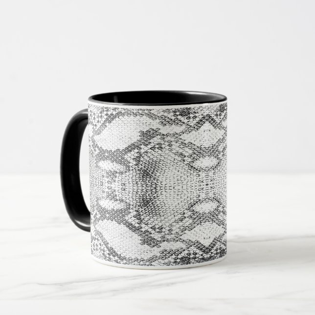 White Snake Skin Print Tasse (Vorderseite Links)