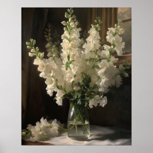 White Snapdragon Blume Art Print Poster