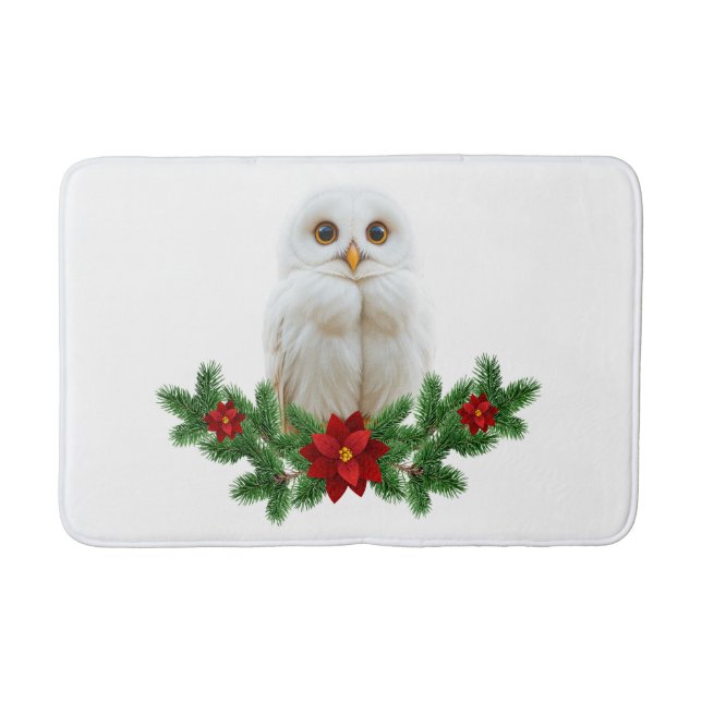 White Snow Christmas Owl Badematte (Vorderseite)