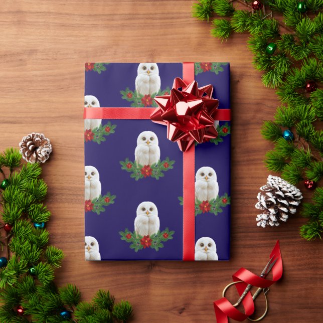 White Snow Christmas Owl Geschenkpapier (Feiertagsgeschenk)