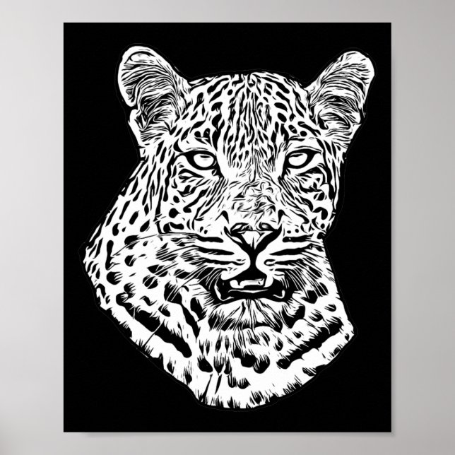 White Snow Leopard Kopf Jungle Tiere Kunst Poster (Vorne)