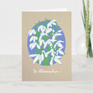 White Snowdropp auf Burlap January Birthday Card Karte