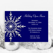 White Snowflake auf Blue Holiday Open House