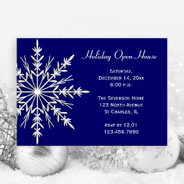 White Snowflake auf Blue Holiday Open House Einladung