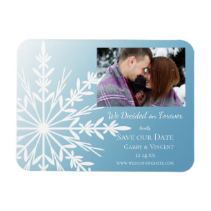 White Snowflake auf Eisblauen Hochzeit Sichern Sie Magnet