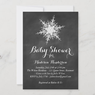 White Snowflake Baby Dusche auf Chalk einladen Einladung
