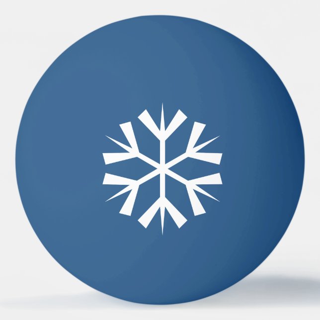 White Snowflake Design auf Blue Tischtennisball (Vorderseite)