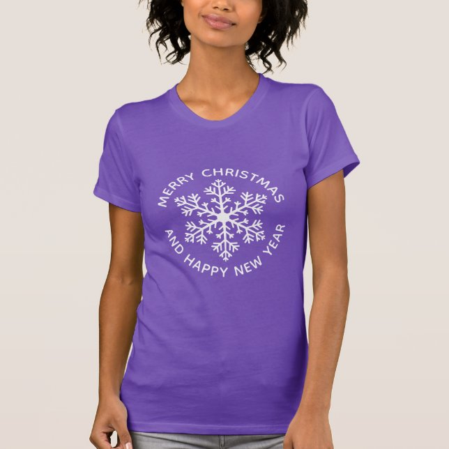 White Snowflake Holiday Slim Fit T - Shirt (Vorderseite)