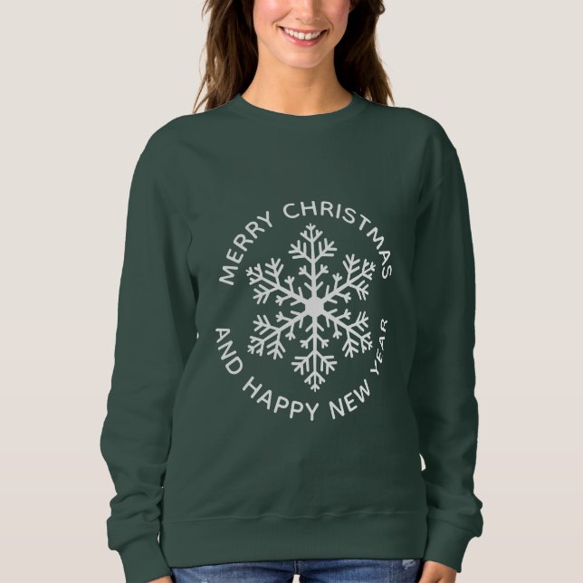 White Snowflake Holiday Sweatshirt (Vorderseite)
