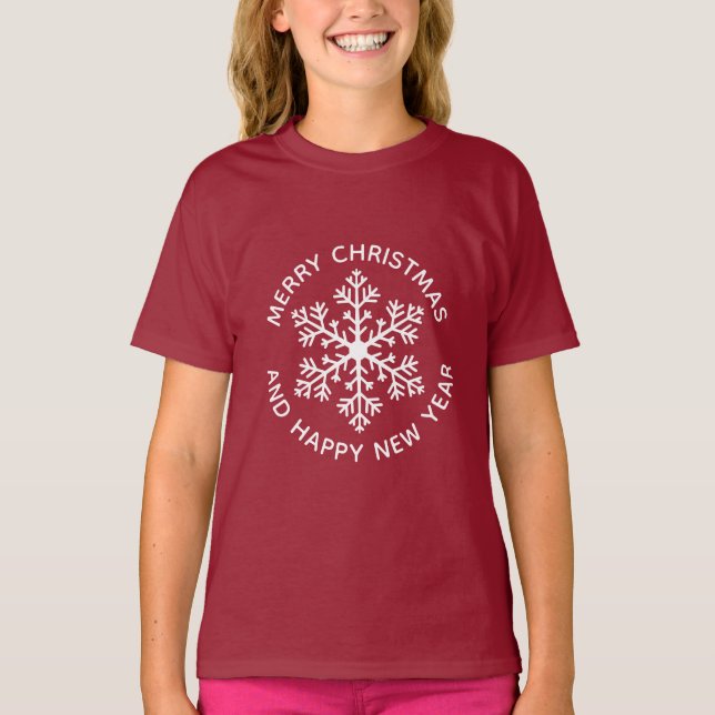 White Snowflake Holiday T - Shirt (Kind) (Vorderseite)
