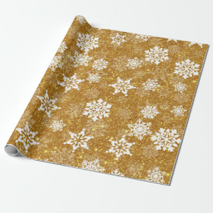 White Snowflake Luxurious Yellow Elegante Weihnach Geschenkpapier