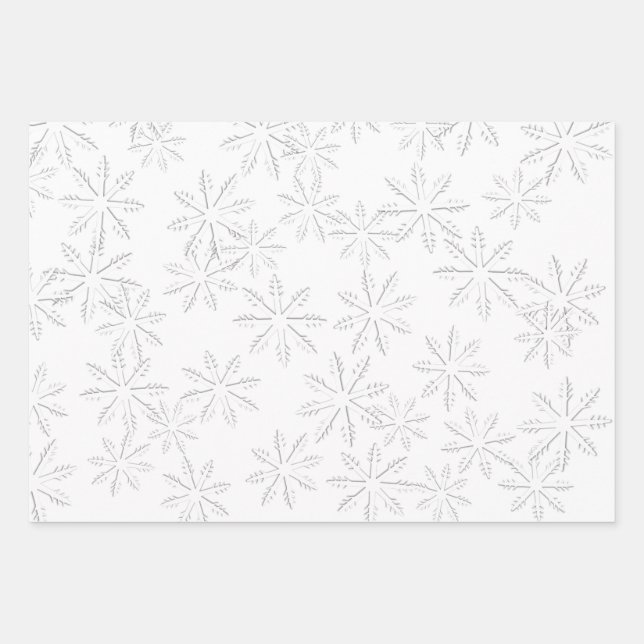 White Snowflake Print Geschenkpapier Set (Vorderseite)