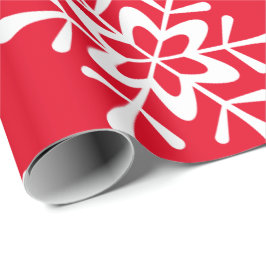 White Snowflake Red Backing Geschenkpapier