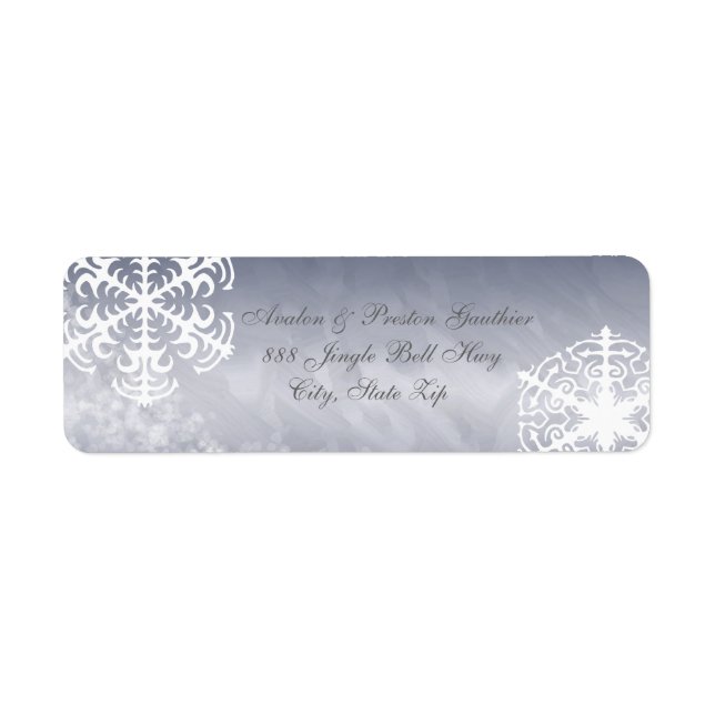 White Snowflake Silver Holiday Address Labels (Vorne)