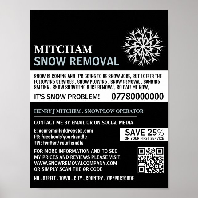 White Snowflake, Snow Removal Company Werbung Poster (Vorne)