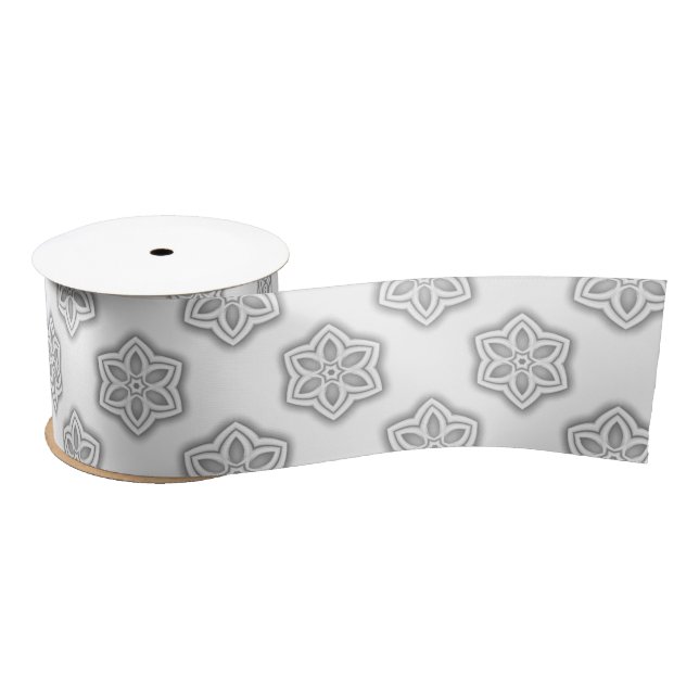 White Snowflake Star Muster Wrapping Satinband (Spule)