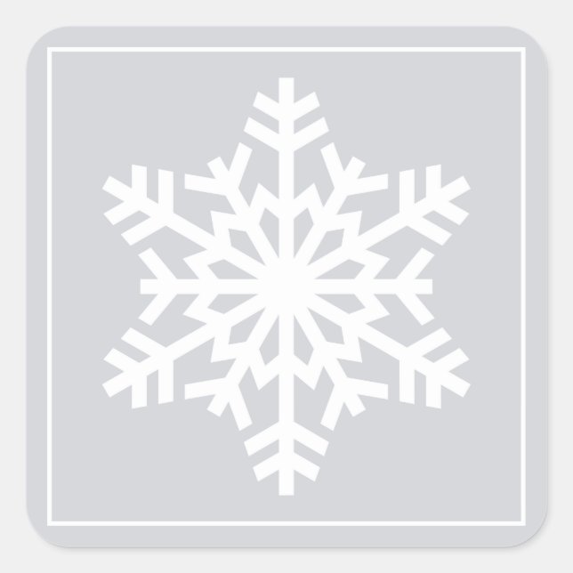 White Snowflake Weihnachtsgeschenke Labels Quadratischer Aufkleber (Vorderseite)