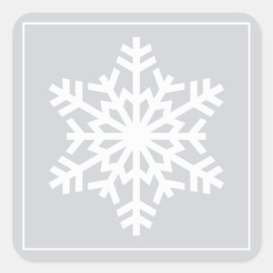 White Snowflake Weihnachtsgeschenke Labels Quadratischer Aufkleber