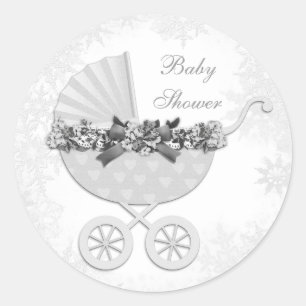 White Snowflake Winter Wonderland Babydusche Runder Aufkleber