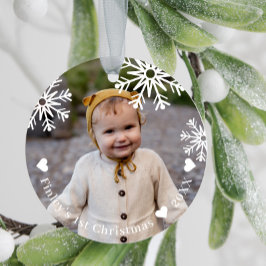 White Snowflakes Baby's First Christmas Foto Keramik Ornament
