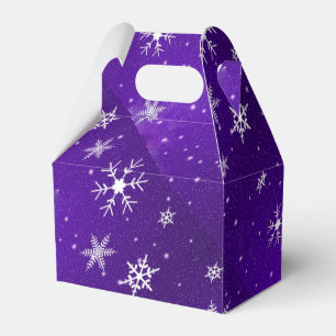 White Snowflakes Blue-Lila Gable Gable Favor Box Geschenkschachtel