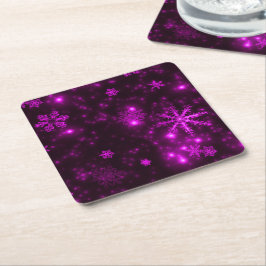 White Snowflakes Deep Lila Paper Untersetzer