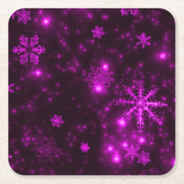 White Snowflakes Deep Lila Paper Untersetzer