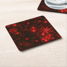 White Snowflakes Deep Red Backgrage Paper Unterset Rechteckiger Pappuntersetzer
