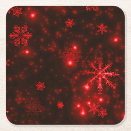 White Snowflakes Deep Red Backgrage Paper Unterset Rechteckiger Pappuntersetzer