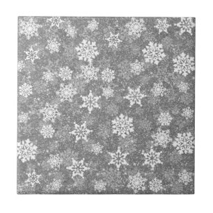 White Snowflakes Luxurious Gray Elegant Christmas Fliese