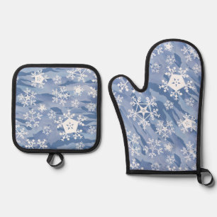 White Snowflakes Ofenhandschuh & Topflappen-Set
