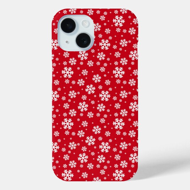 White Snowflakes on red Winter Pattern Case-Mate iPhone Hülle (Rückseite)