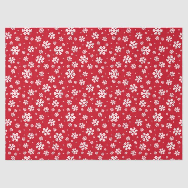 White Snowflakes on red Winter Pattern Seidenpapier (Vorderseite)