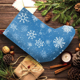 White Snowflakes Sapphire Blue Kleiner Weihnachtsstrumpf