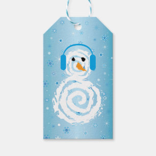 White Snowman Blue Snowflakes Weihnachtsgeschenk T Geschenkanhänger