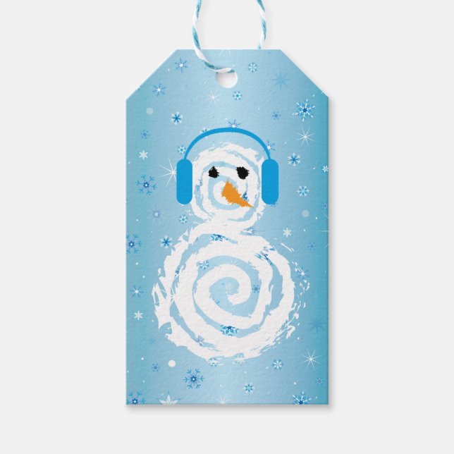 White Snowman Blue Snowflakes Weihnachtsgeschenk T Geschenkanhänger (Vorderseite)