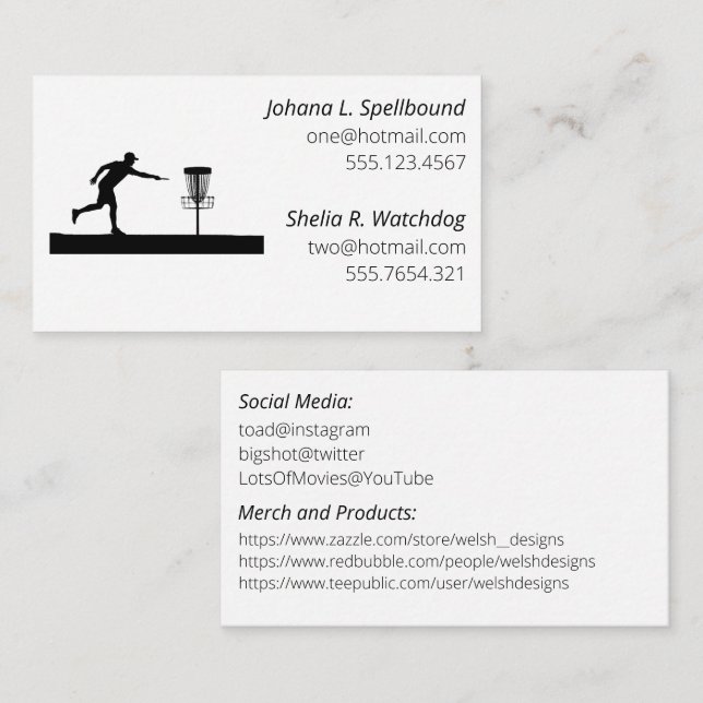White Social calling card-Disc Golf Visitenkarte (Vorne/Hinten)