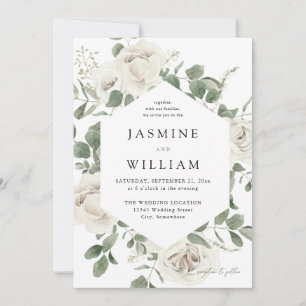 White Soft Floral Wedding 2 Einladung