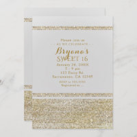 White & Sparking Gold Glam Chic Party Einladungen