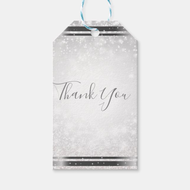 White Sparkle Elegant Winter Wonderland Hochzeit Geschenkanhänger (Vorderseite)