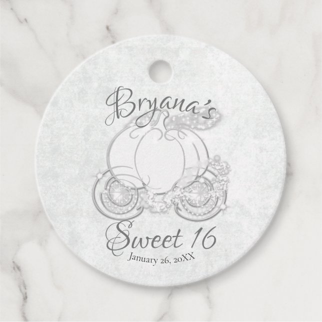 White Sparkling Cinderella Carriage Wedding-Gesche Geschenkanhänger (Vorderseite)