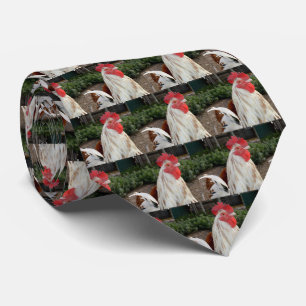 White Speckling Fluffy Rooster, Neck Tie Krawatte